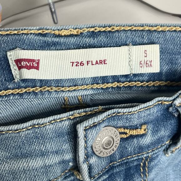 LEVI'S 726 Flare Jeans Mid Rise Slim Fit Light Wash Light Blue Denim Kids Sz 6 - Picture 7 of 10